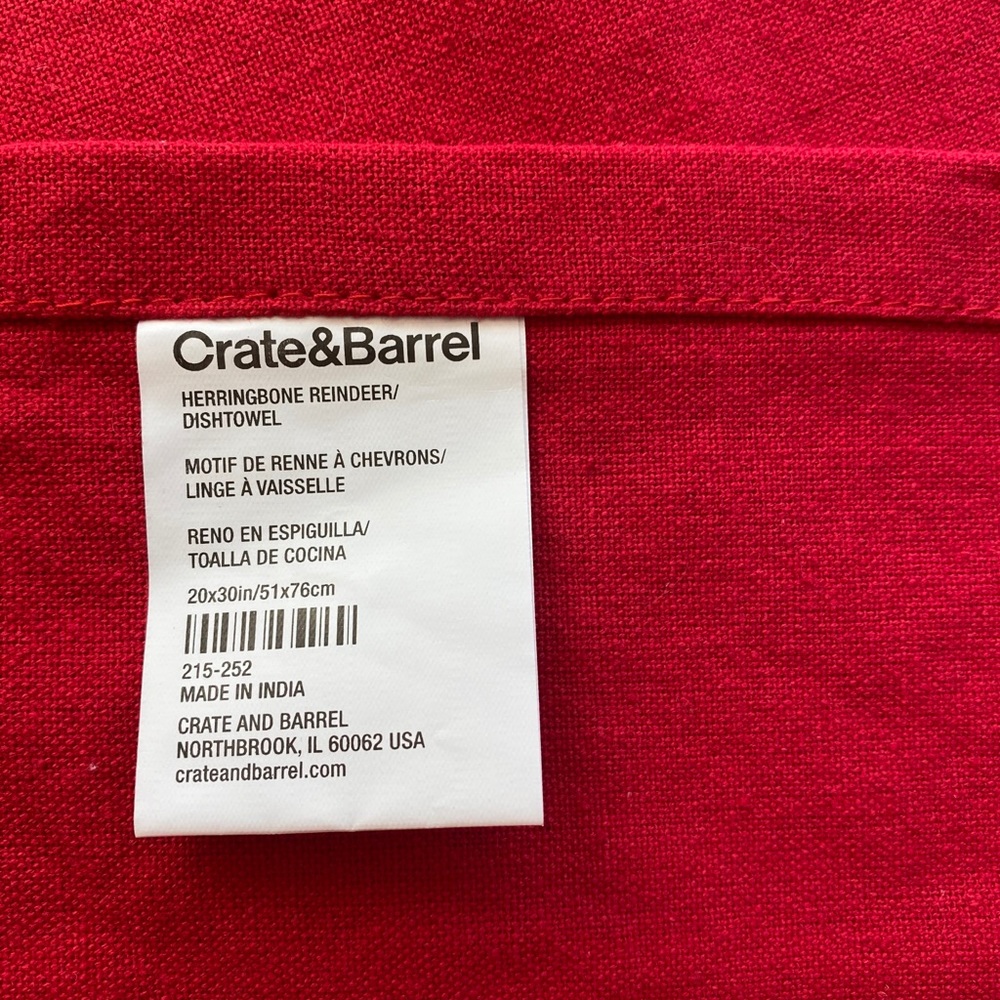 Crate and Barrel Herringbone Reindeer Dishtowel - Picture 3 of 3